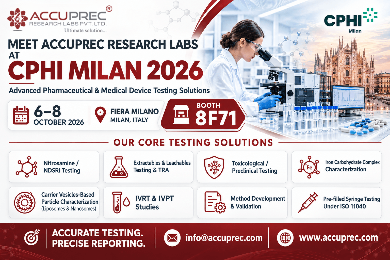Meet Accuprec Research Labs at CPHI Milan 2026 – Booth 8F71, Fiera Milano